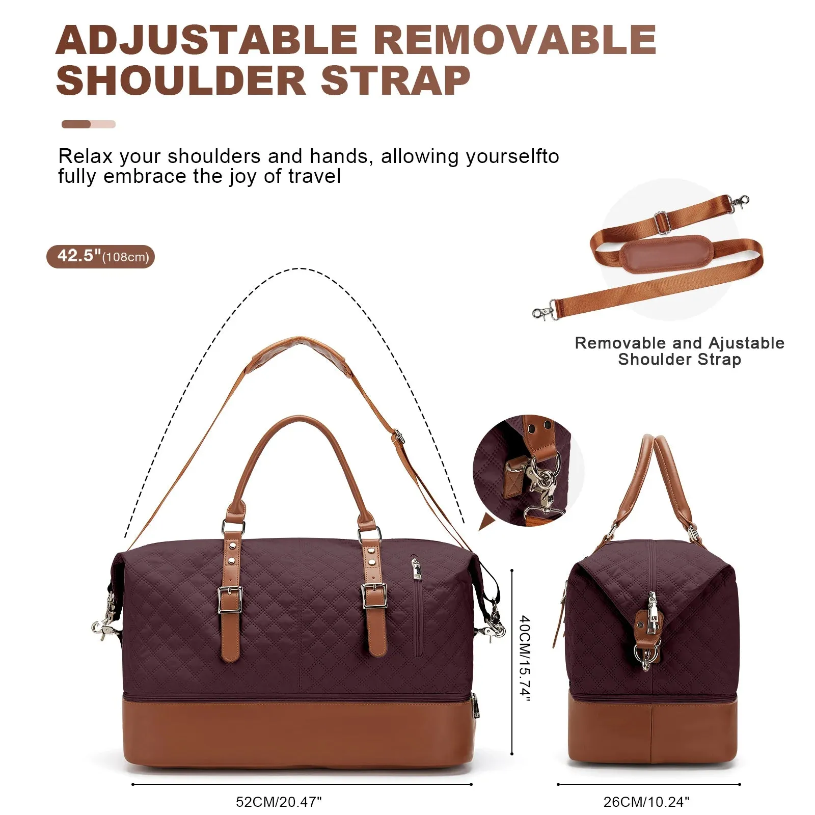 Weekender Bags for Women – Large Waterproof Duffel Bag for Travel, Gym, and Business