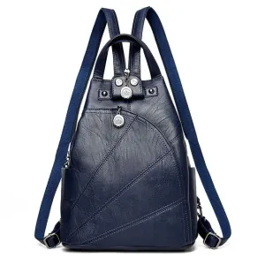 Women Anti-theft Leather Backpacks Ladies Backpacks(Blue)