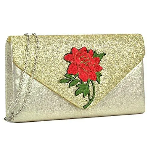 Women Flower Evening Bags Clutch Handbags Wedding Party Prom Envelope Purses