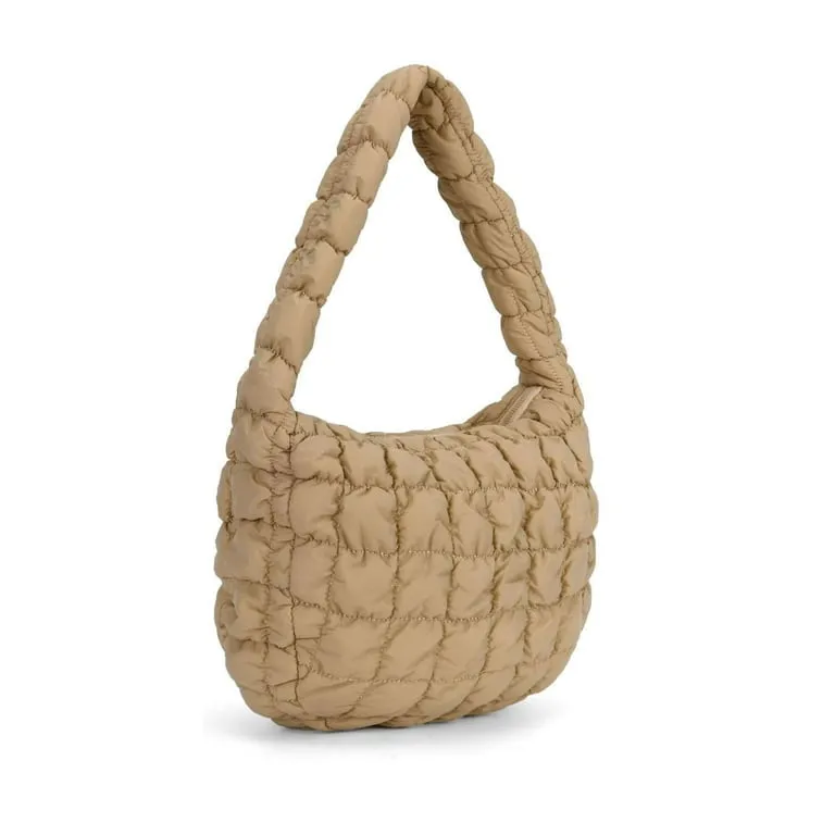Women Padded Hobo Bag Versatile Cloud Pleatd Bag Lightweight Down Clutch Bag Quilted Tote Handbag Fall Winter Purse