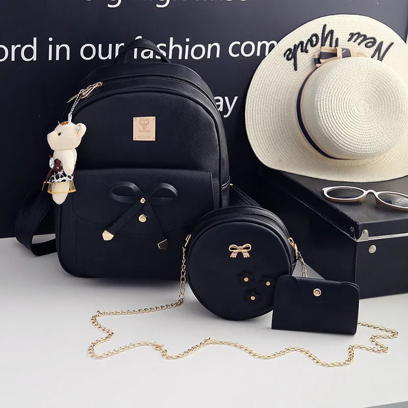 Women's Beautiful Bow Korean Style Three-piece Backpacks