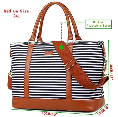 Women's Canvas Travel Weekender Bag Overnight Carry-on Duffel