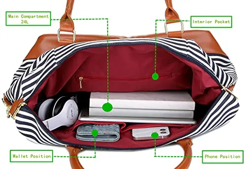Women's Canvas Travel Weekender Bag Overnight Carry-on Duffel
