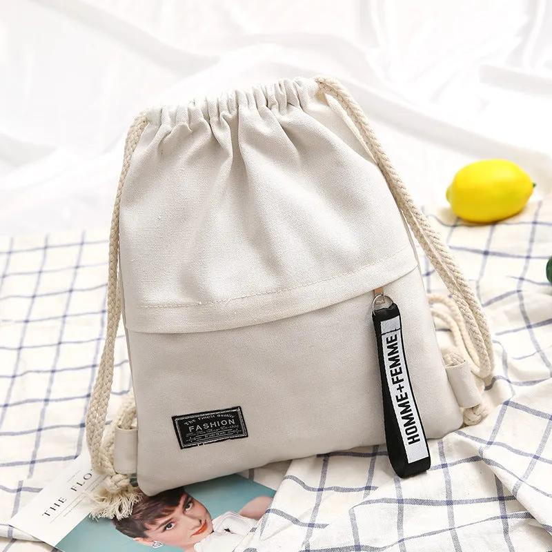 Women's Drawstring Canvas Make-up Primary Lightweight Sack Bags