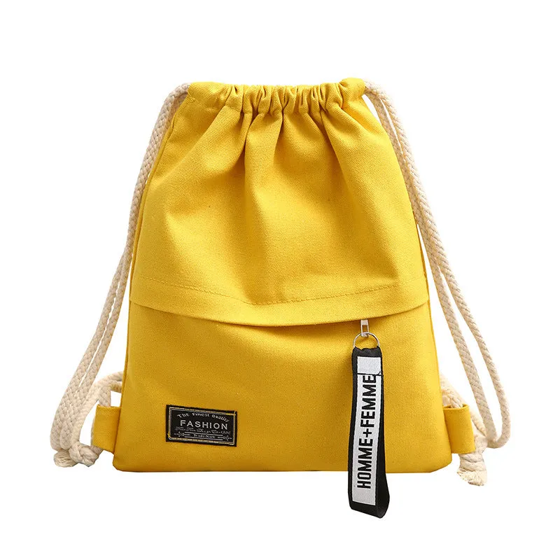 Women's Drawstring Canvas Make-up Primary Lightweight Sack Bags