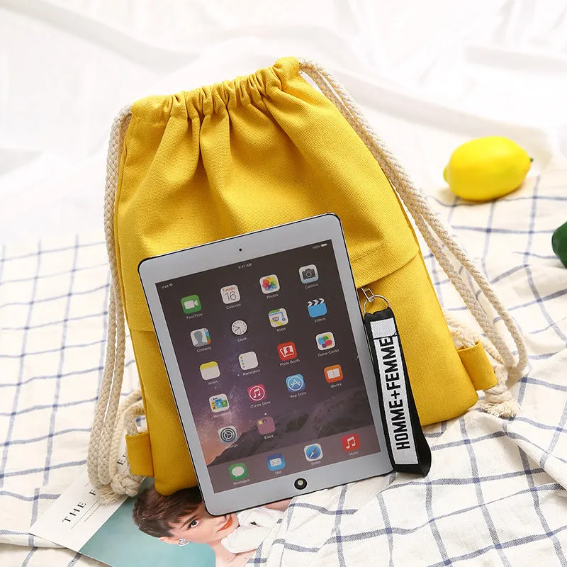 Women's Drawstring Canvas Make-up Primary Lightweight Sack Bags