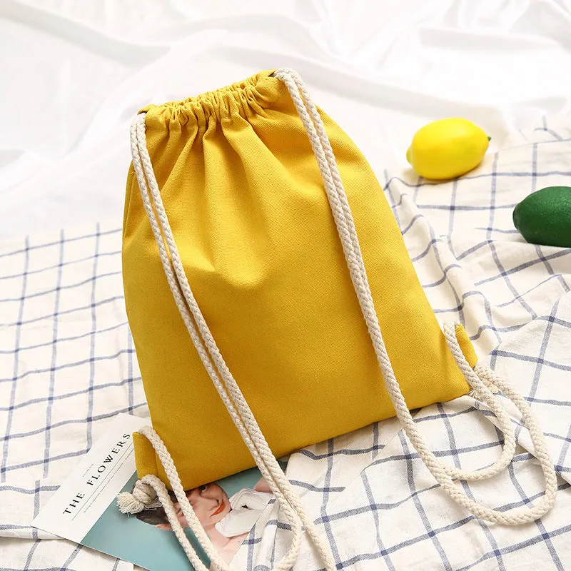 Women's Drawstring Canvas Make-up Primary Lightweight Sack Bags