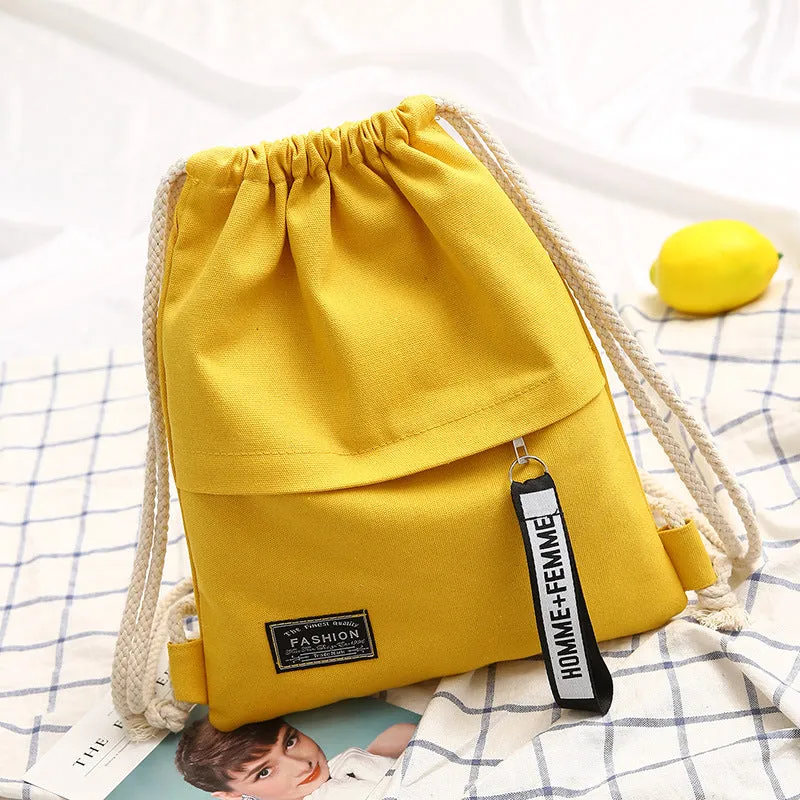 Women's Drawstring Canvas Make-up Primary Lightweight Sack Bags