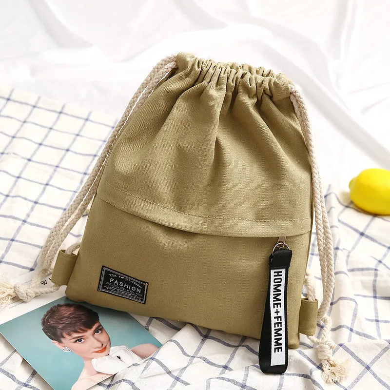 Women's Drawstring Canvas Make-up Primary Lightweight Sack Bags