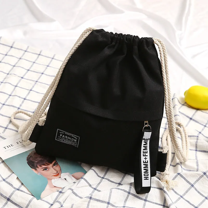 Women's Drawstring Canvas Make-up Primary Lightweight Sack Bags