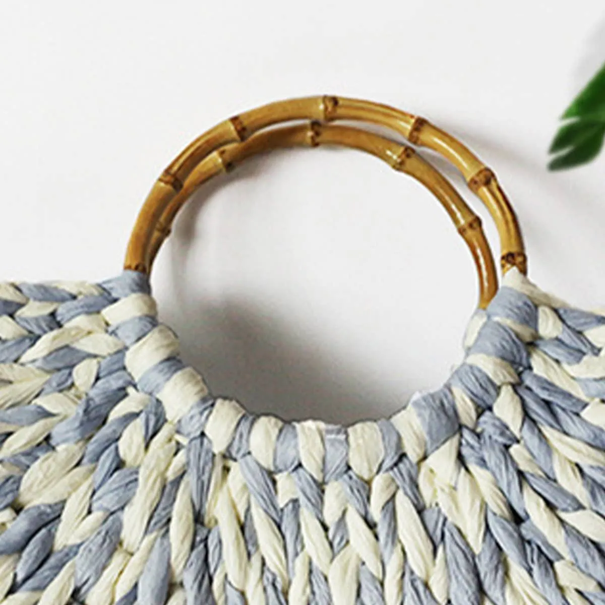 WOMENS SUMMER LARGE STRAW BEACH TOTE BAG_CWAB0815: BLUEWHITE / (OS) 1