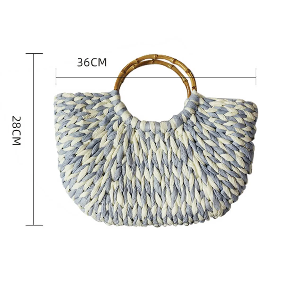 WOMENS SUMMER LARGE STRAW BEACH TOTE BAG_CWAB0815: BLUEWHITE / (OS) 1
