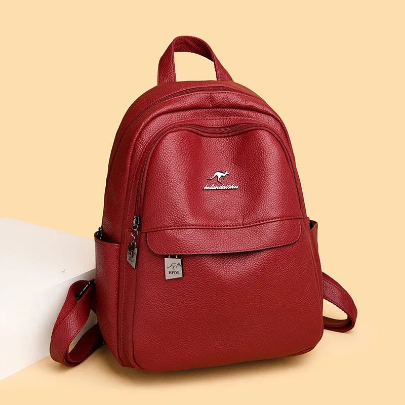 Women's Versatile Large Capacity Soft Leather Backpacks