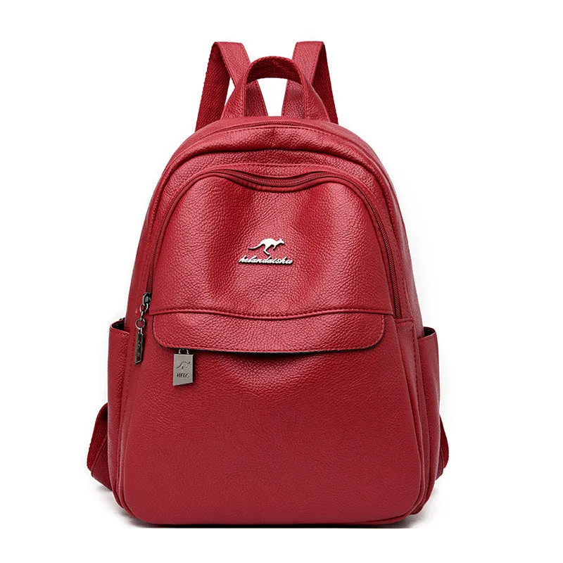 Women's Versatile Large Capacity Soft Leather Backpacks