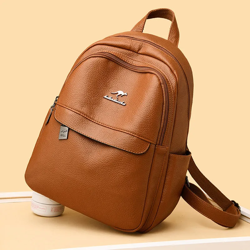 Women's Versatile Large Capacity Soft Leather Backpacks