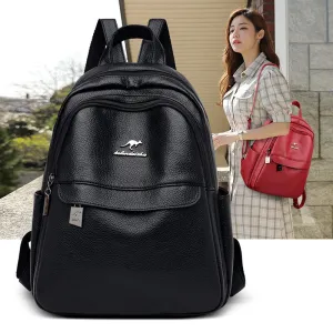 Women's Versatile Large Capacity Soft Leather Backpacks