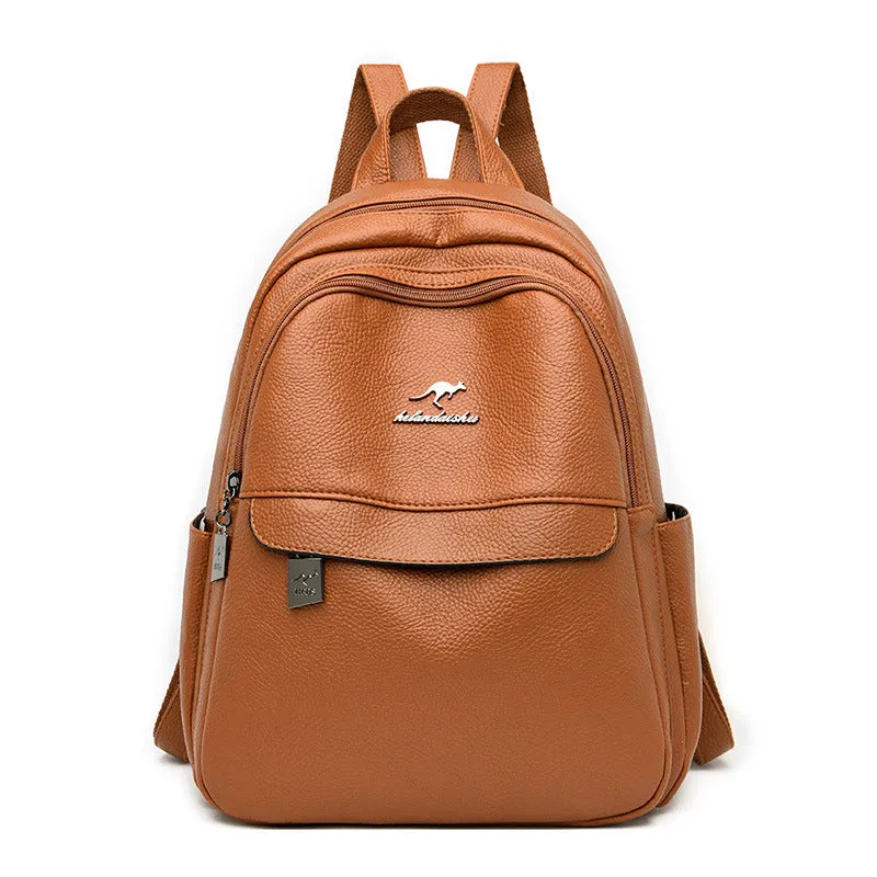 Women's Versatile Large Capacity Soft Leather Backpacks