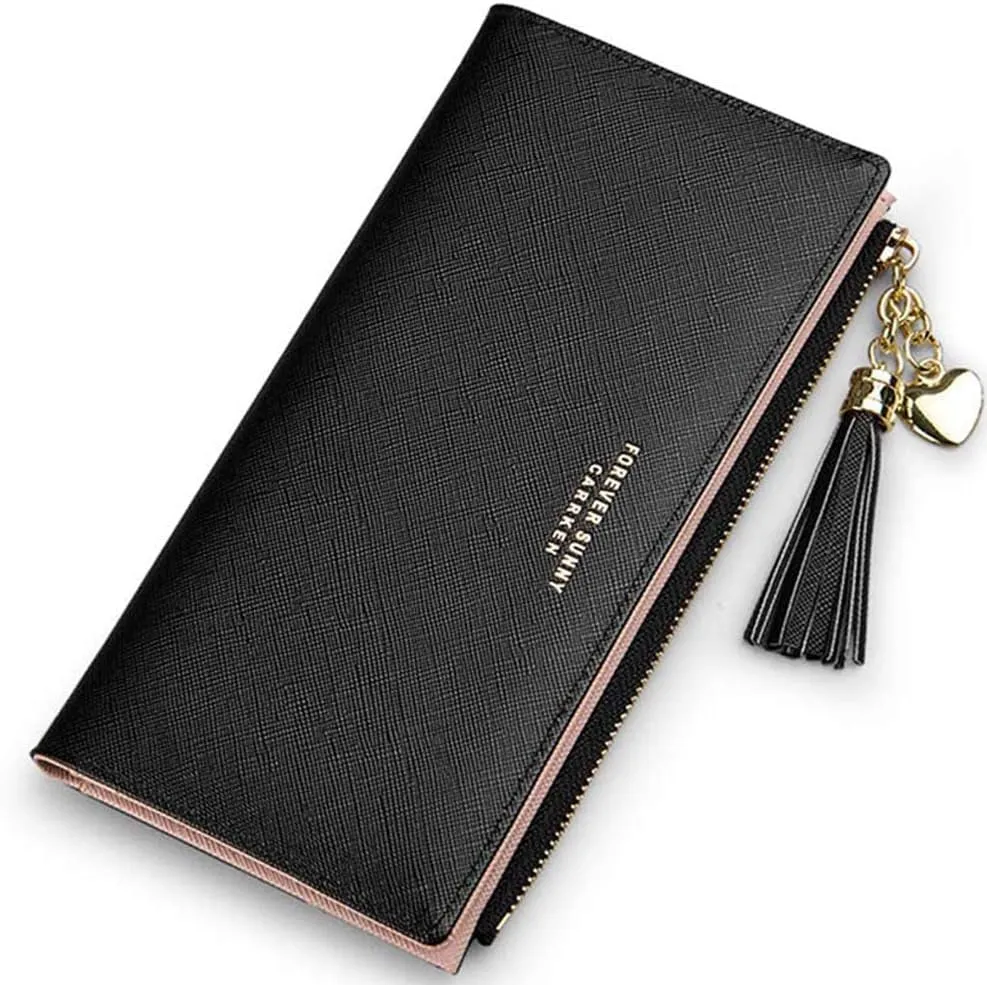 Womens Wallet Cute Slim Card Holder Case Tassels Zip Clutch