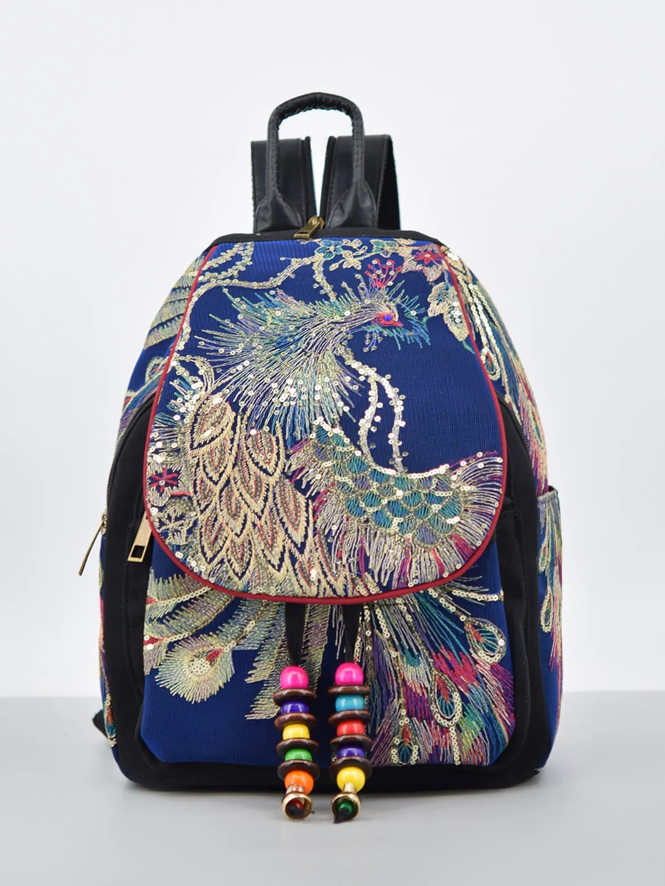 Women's Yunnan National Style Embroidered Peacock Canvas Backpacks