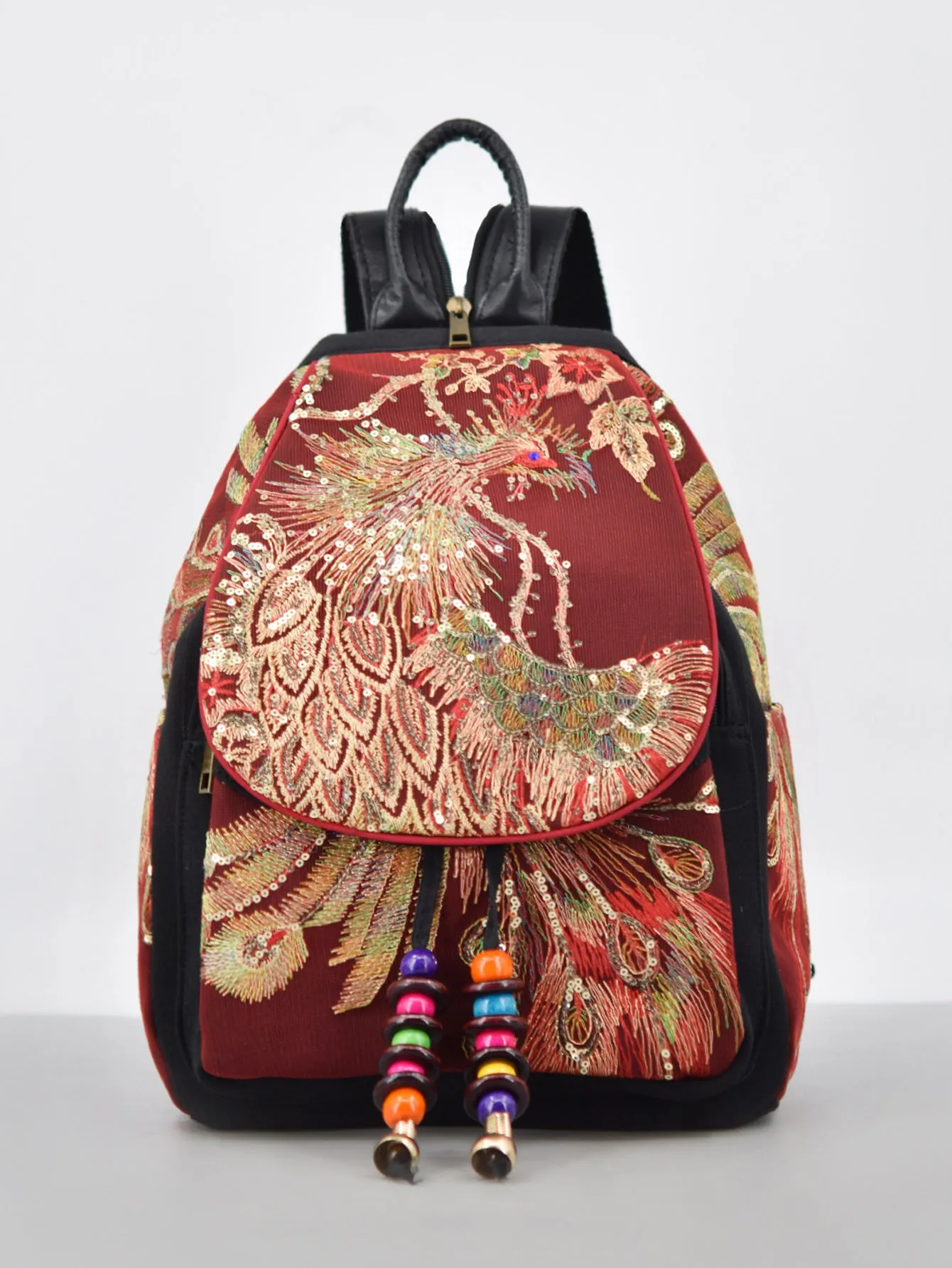 Women's Yunnan National Style Embroidered Peacock Canvas Backpacks