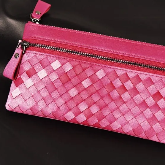 Woven Leather Clutch Wallet