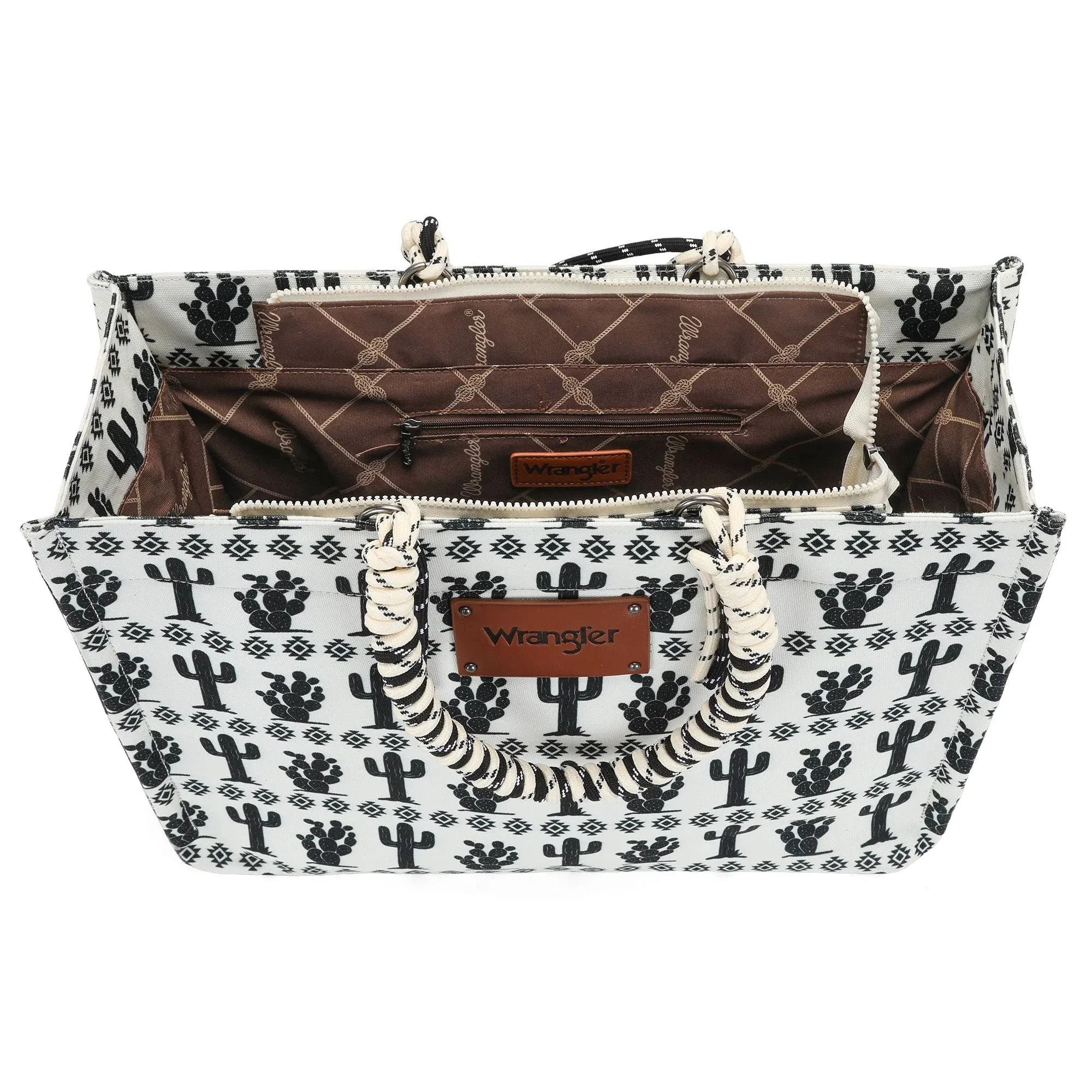 Wrangler Cactus Oversized Tote Bag Braided Handles Weekender Bag