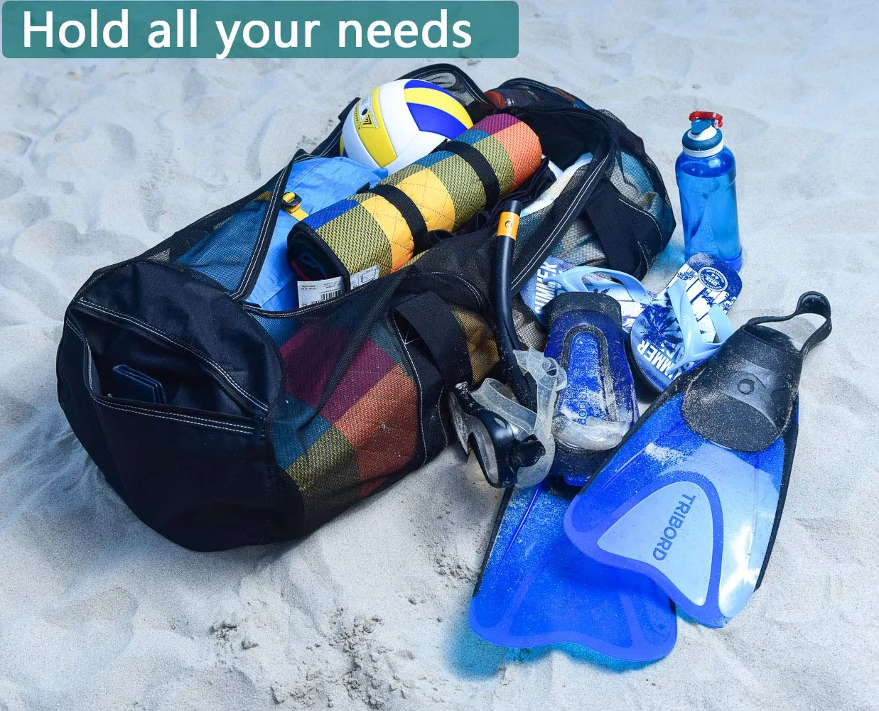 XXL Mesh Dive Bag for Scuba or Snorkeling - Diving Snorkel Gear Bags Extra Large Beach and Totes with Zipper Pockets Oversized Duffle Ideal Your Pool Trip
