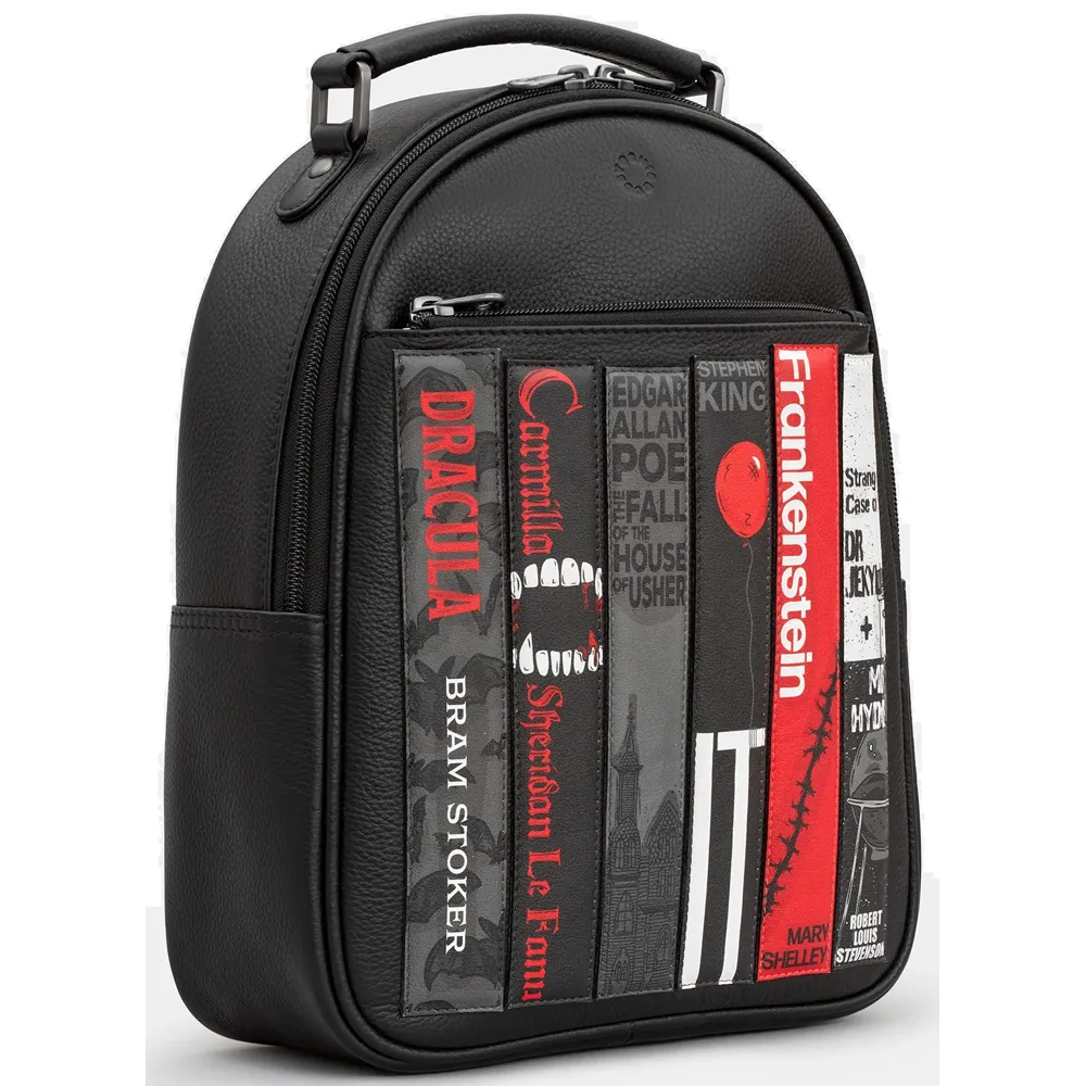 Yoshi Horror Bookworm Library Black Leather Backpack