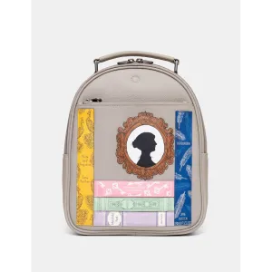 Yoshi Jane Austen Bookworm Warm Grey Leather Backpack