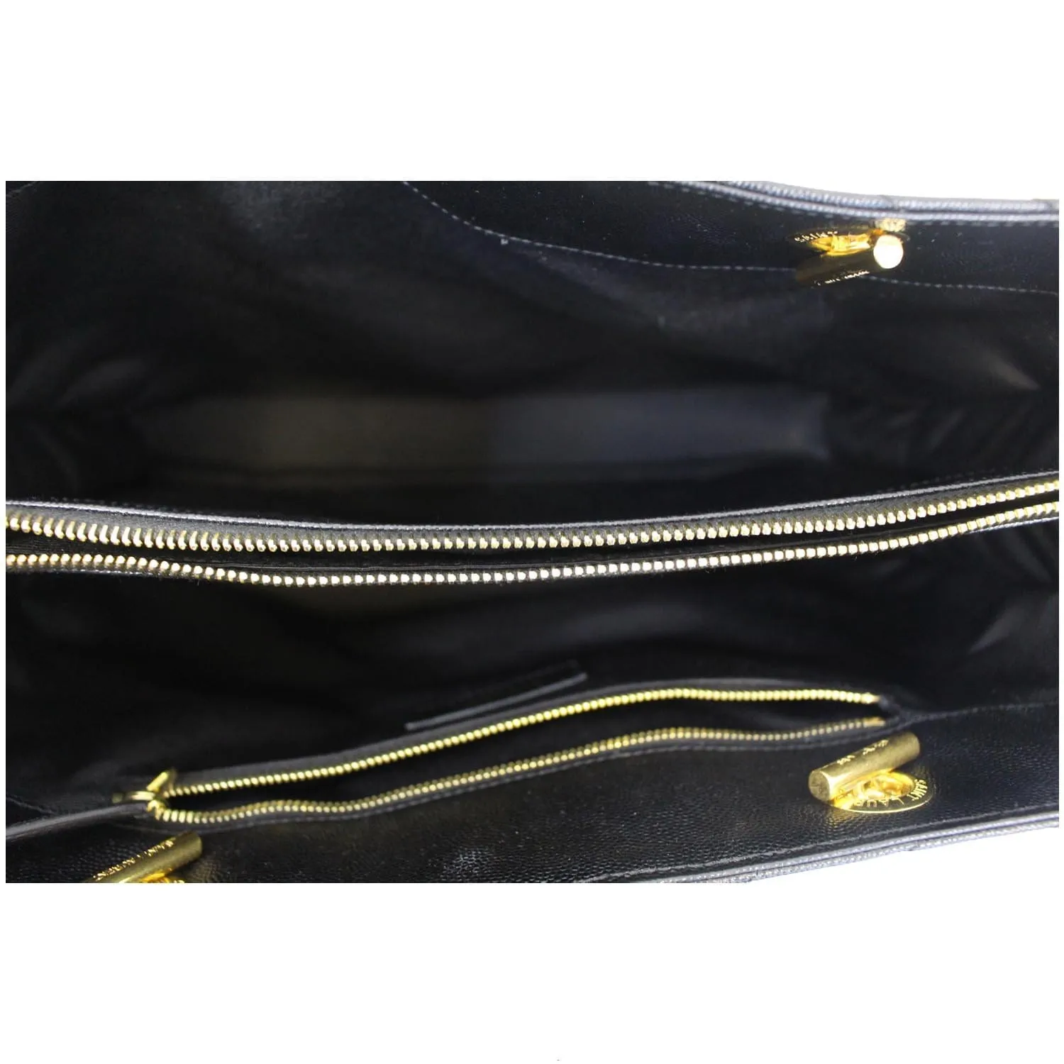 YVES SAINT LAURENT Matelasse Chevron Large Monogram Shopper Bag Black